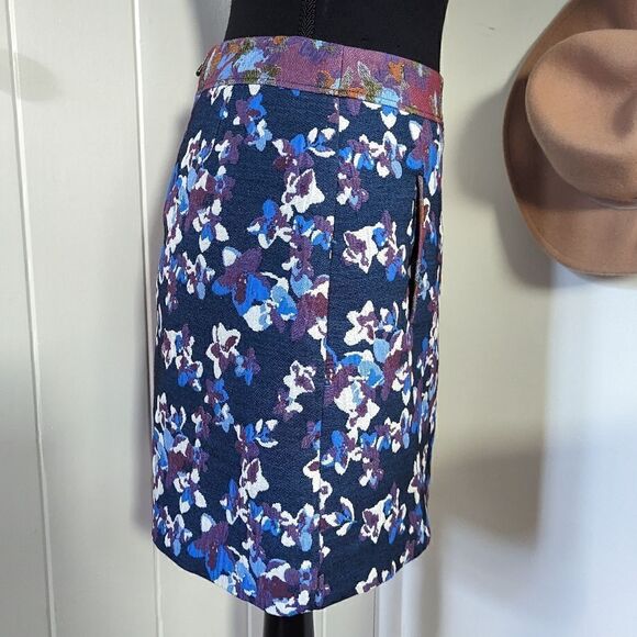 Anthropologie Maeve Cardana Blue Purple White Floral Skirt sz 2 EUC - Picture 6 of 10